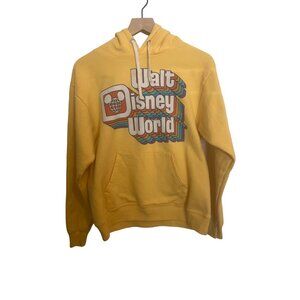 DISNEY yellow Retro Classic 3D Walt Disney World hooded sweatshirt Small